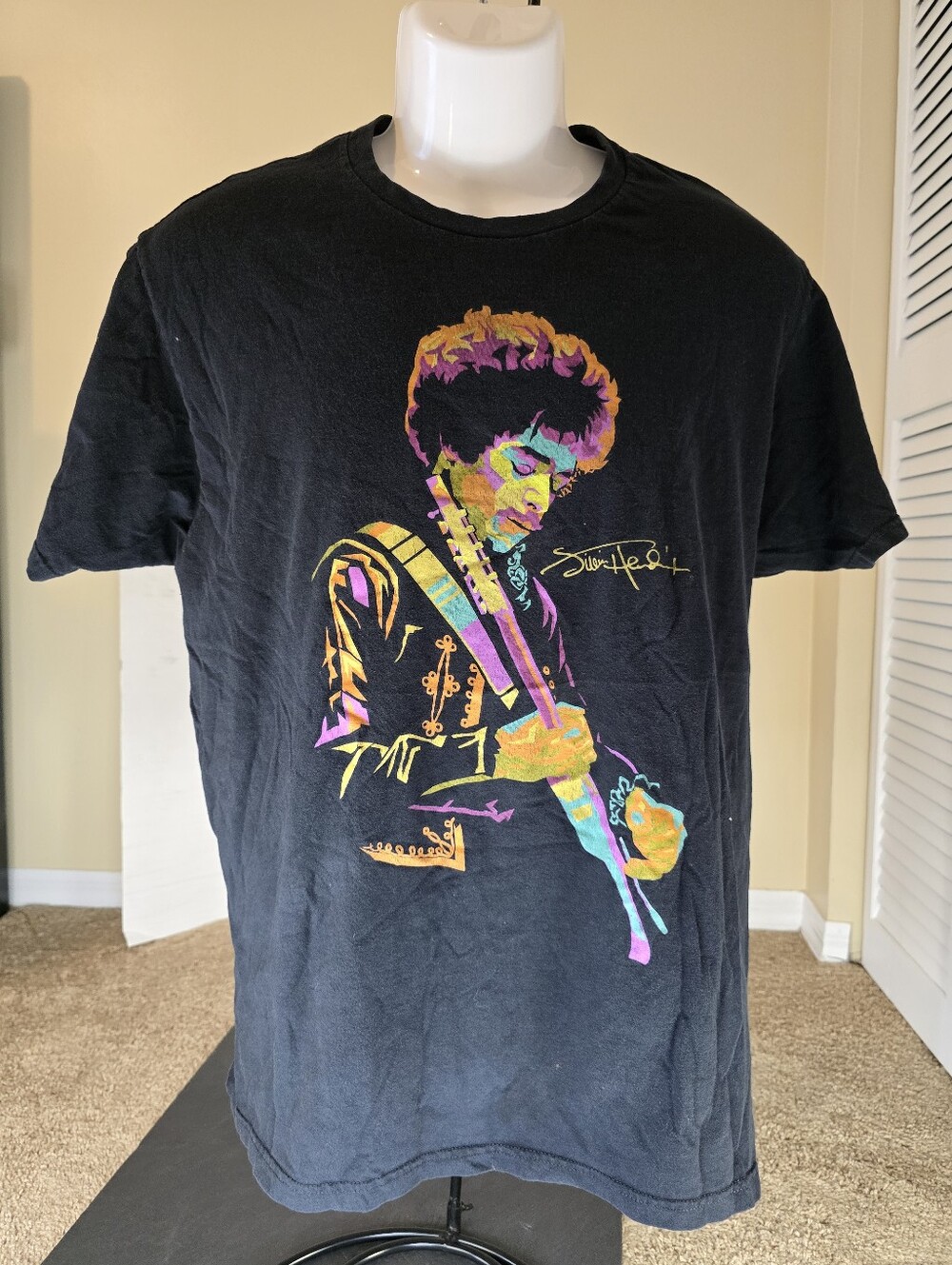 Authentic Hendrix Music T-Shirt Mens Sz XL Black Short Sleeve Crew Neck